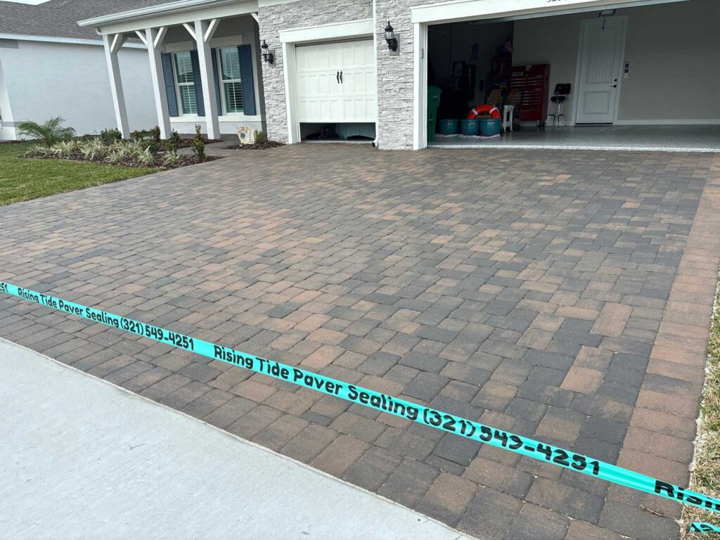 Sealed brown and tan driveway.